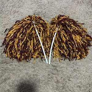Gold and Maroon Cheerleading Pom Poms